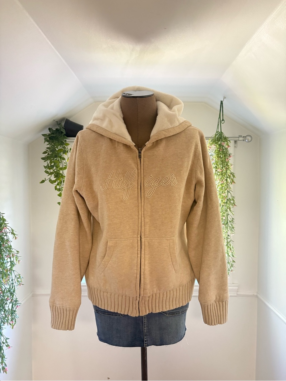 Tommy Hilfiger Tan Sherpa-Lined Zip Jacket